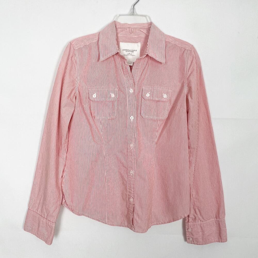 American Eagle Women's Striped Button Down Shirt Size Small